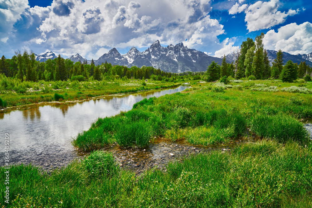Snake River with the Grand Teton Mountains at Grand Teton National Park. Snake River with the Grand Teton Mountains at Grand Teton National Park.