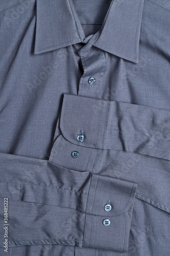 Gray classic shirt front detail. Fashion, textile textures, fabrics and trends