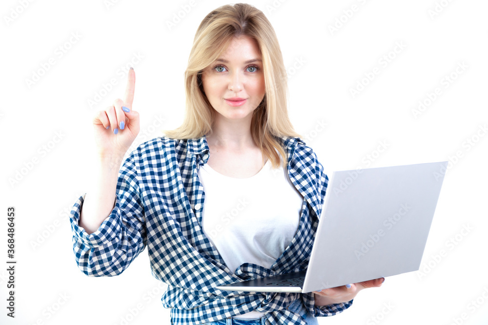 Young beautiful woman emotions in casual clothes on white background Young beautiful woman emotions in casual clothes on white background