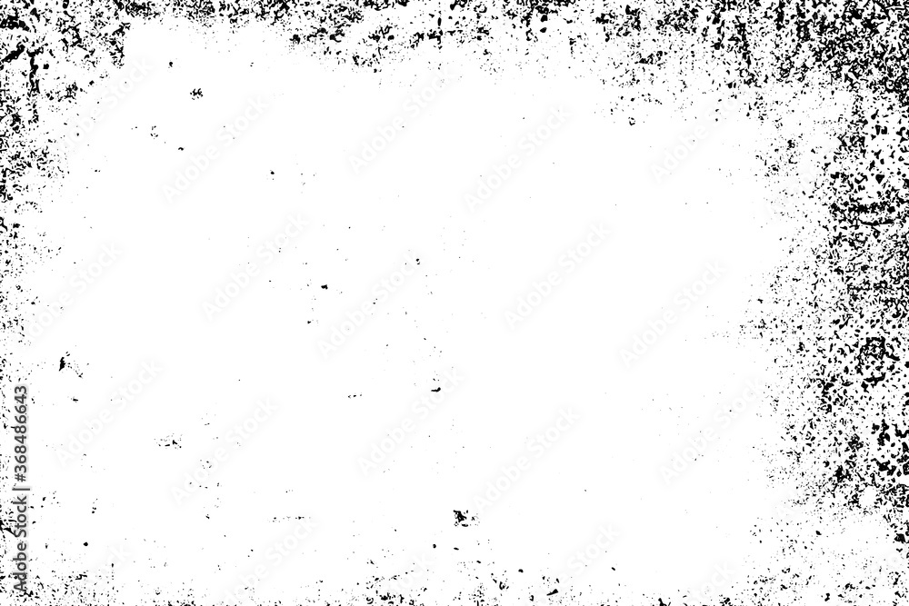 Obraz premium Grunge background black and white. Texture of chips, cracks, scratches, scuffs, dust, dirt. Dark monochrome surface. Old vintage vector pattern.