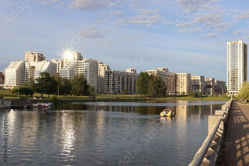 city quayside with river in modern district