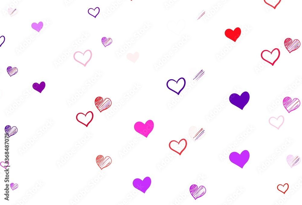 Light Blue, Red vector pattern with colorful hearts.