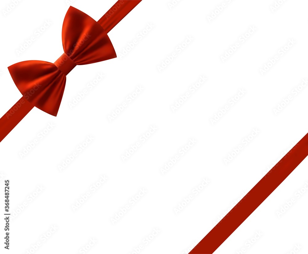 Realistic Red bow with ribbon shiny satin for decoration gifts, greetings, holidays. Stock vector illustration isolated on white background. Realistic Red bow with ribbon shiny satin for decoration gifts, greetings, holidays. Stock vector illustration isolated on white background.