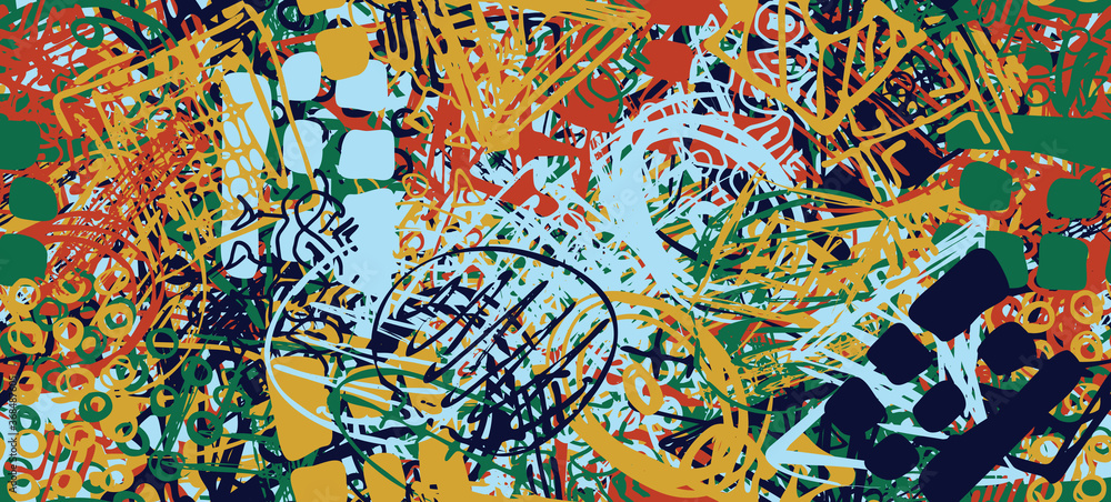 Naklejka premium Multi-color grunge background seamless. Abstract geometric pattern. Chaos and random. Modern art drawing painting