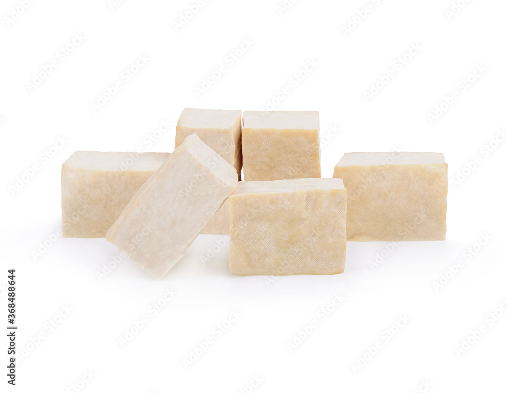 closeup tofu isolated on white background closeup tofu isolated on white background