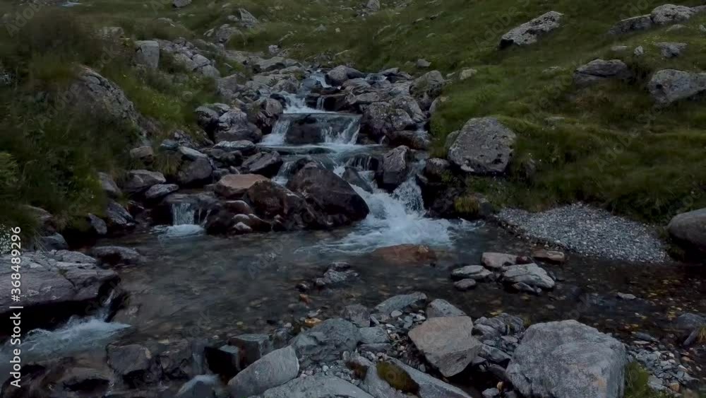 Mountain river flowing in summer season nature aerial footage Mountain river flowing in summer season nature aerial footage