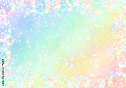 Soap bubbles on rainbow colors background