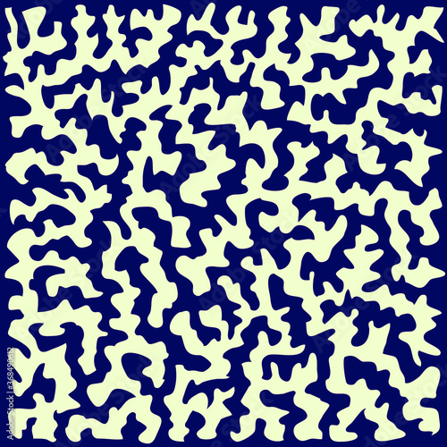 Yellow abstract pattern on a dark blue background. Jagged lines create a unique pattern.