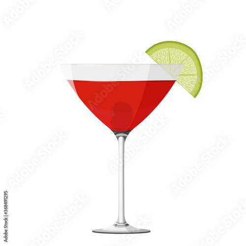 Cosmopolitan cocktail realistic vector illustration. Isolated on white background.