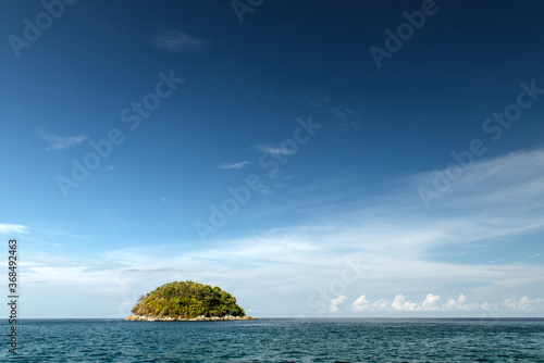 Alone little island in ocean