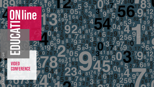 Virtual background for video conferencing. A pattern of digits. Digits of different sizes. Template for courses or webinars
