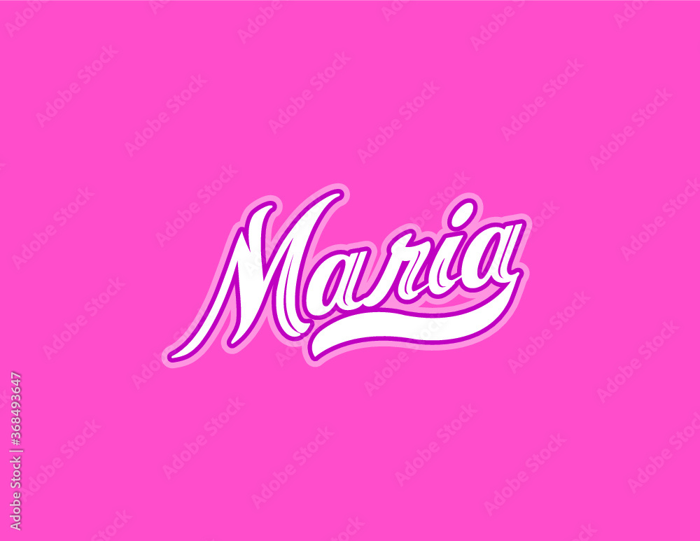 First name Maria designed in athletic script with pink background