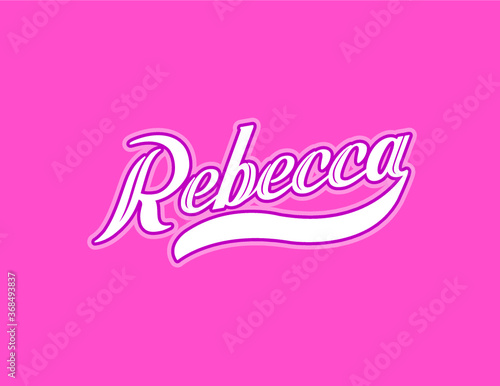 First name Rebecca designed in athletic script with pink background photo