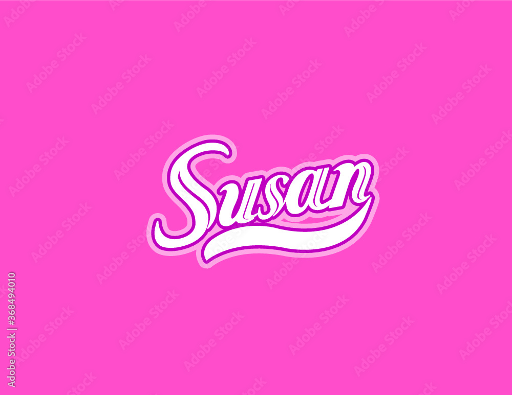 First name Susan designed in athletic script with pink background