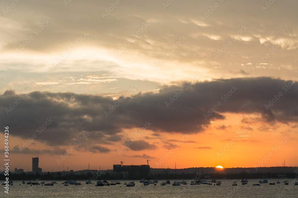 sunset over the city