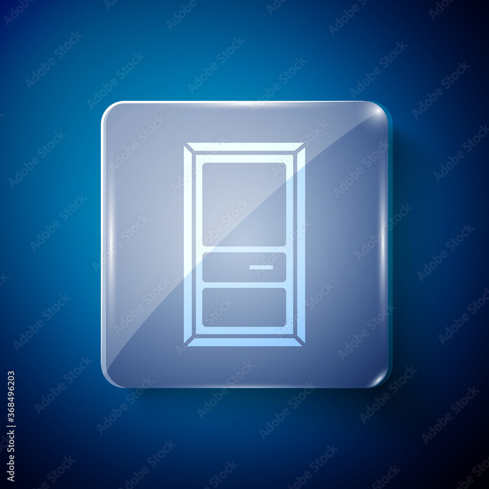 White Closed door icon isolated on blue background. Square glass panels. Vector Illustration. White Closed door icon isolated on blue background. Square glass panels. Vector Illustration.