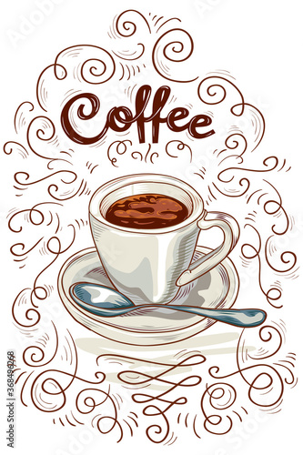 Cup of coffee advertising poster