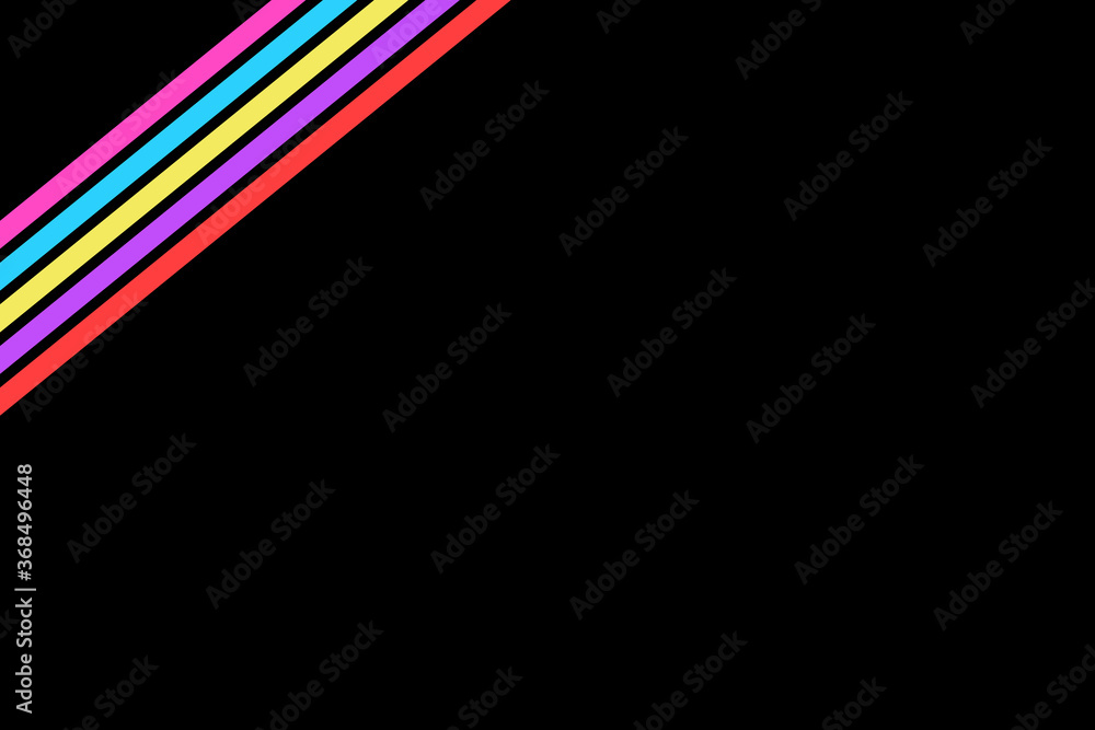80s colored stripes on the black background