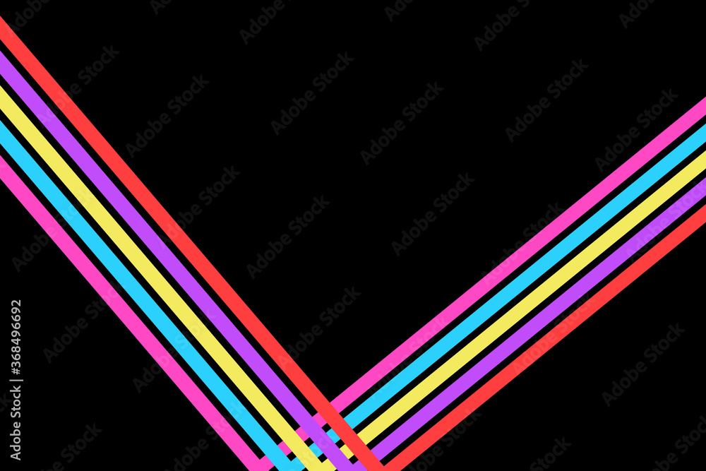 80s colored stripes on the black background
