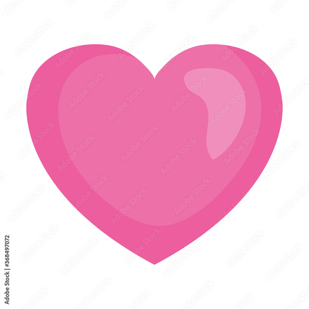 heart of pink color, on white background