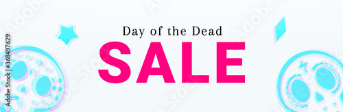 Day of the Dead Sale banner. Dia de Muertos Clearance Poster.