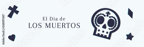 Sale web banner for the Dia de Muertos, Day of the Dead, promotions.