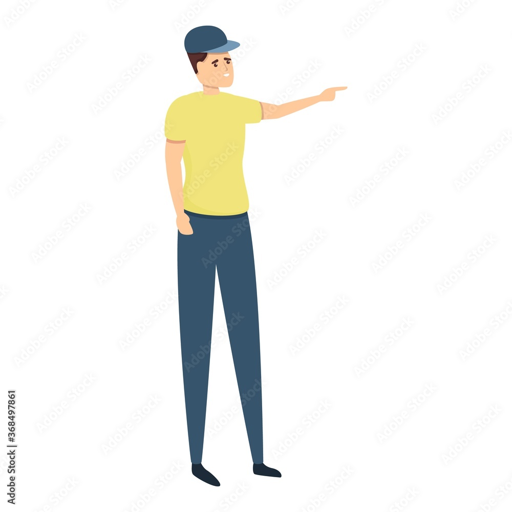 Boy with baseball cap sightseeing icon. Cartoon of boy with baseball cap sightseeing vector icon for web design isolated on white background Boy with baseball cap sightseeing icon. Cartoon of boy with baseball cap sightseeing vector icon for web design isolated on white background