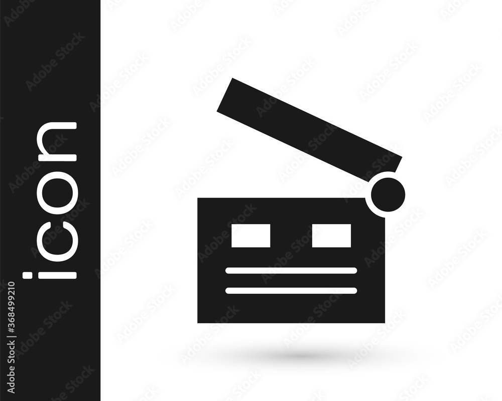 Grey Movie clapper icon isolated on white background. Film clapper board. Clapperboard sign. Cinema production or media industry. Vector Illustration. Grey Movie clapper icon isolated on white background. Film clapper board. Clapperboard sign. Cinema production or media industry. Vector Illustration.