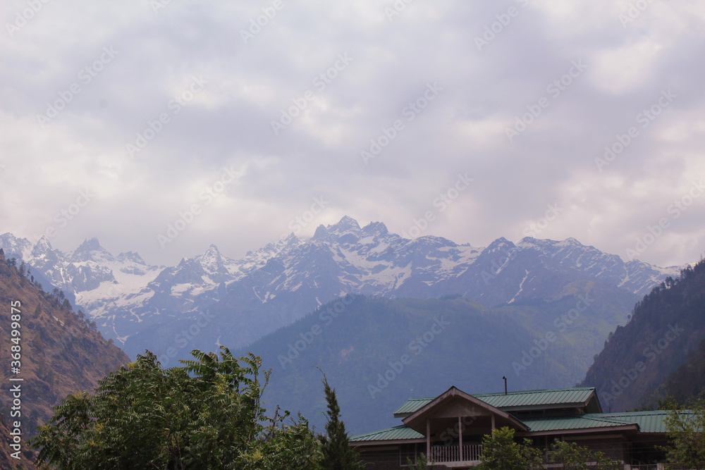 snow capped mountains in Kasol, India