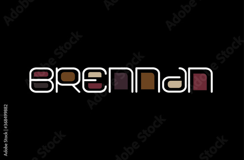 Brennan Name Art in a Unique Contemporary Design in Java Brown Colors