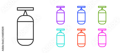 Black line Punching bag icon isolated on white background. Set icons colorful. Vector Illustration.