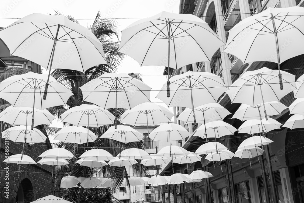 umbrellas at waterfront in Port Louis