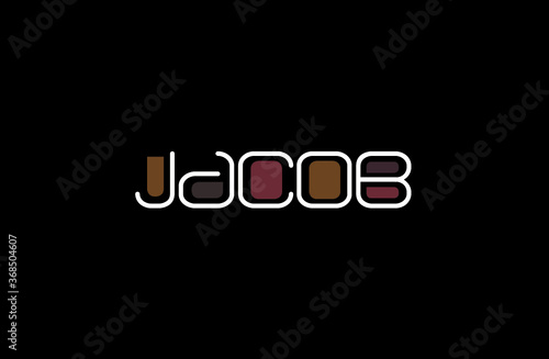Jacob Name Art in a Unique Contemporary Design in Java Brown Colors