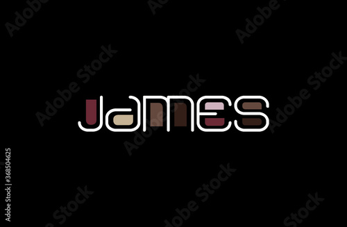 James Name Art in a Unique Contemporary Design in Java Brown Colors