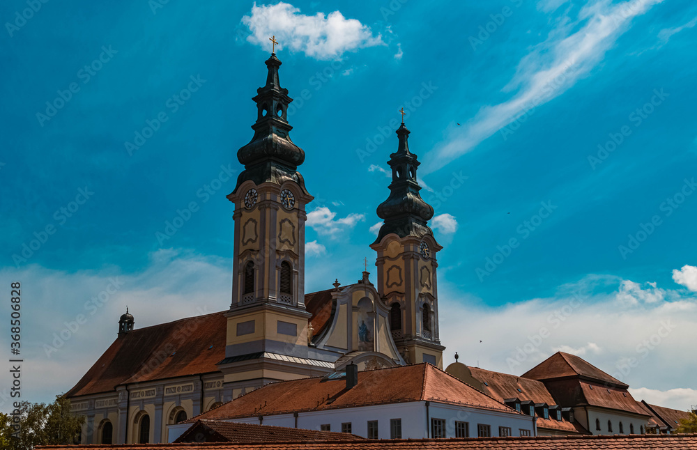 Beautiful church with twin towers at Fürstenzell, Bavaria, Germany Beautiful church with twin towers at Fürstenzell, Bavaria, Germany