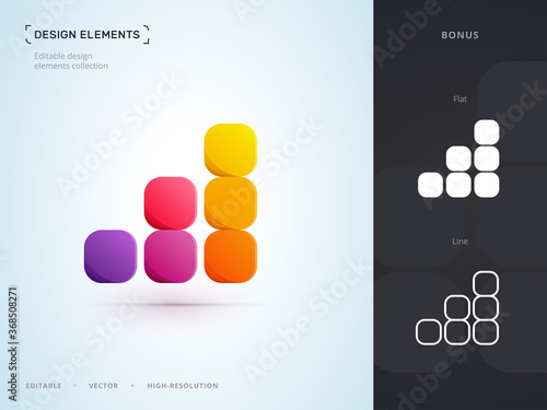Vector real estate, company growth logo design template. Material, fluent, origami paper, flat and line style