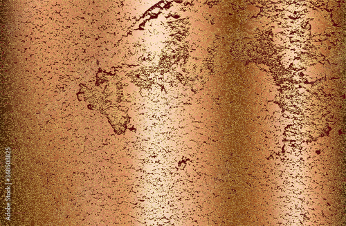 Luxury golden, copper metal gradient background with distressed cracked concrete texture.