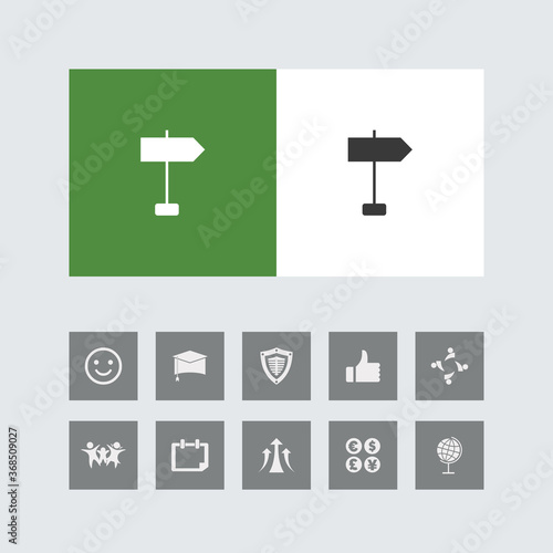 Creative Blank Road Sign Icon with Bonus Icons.