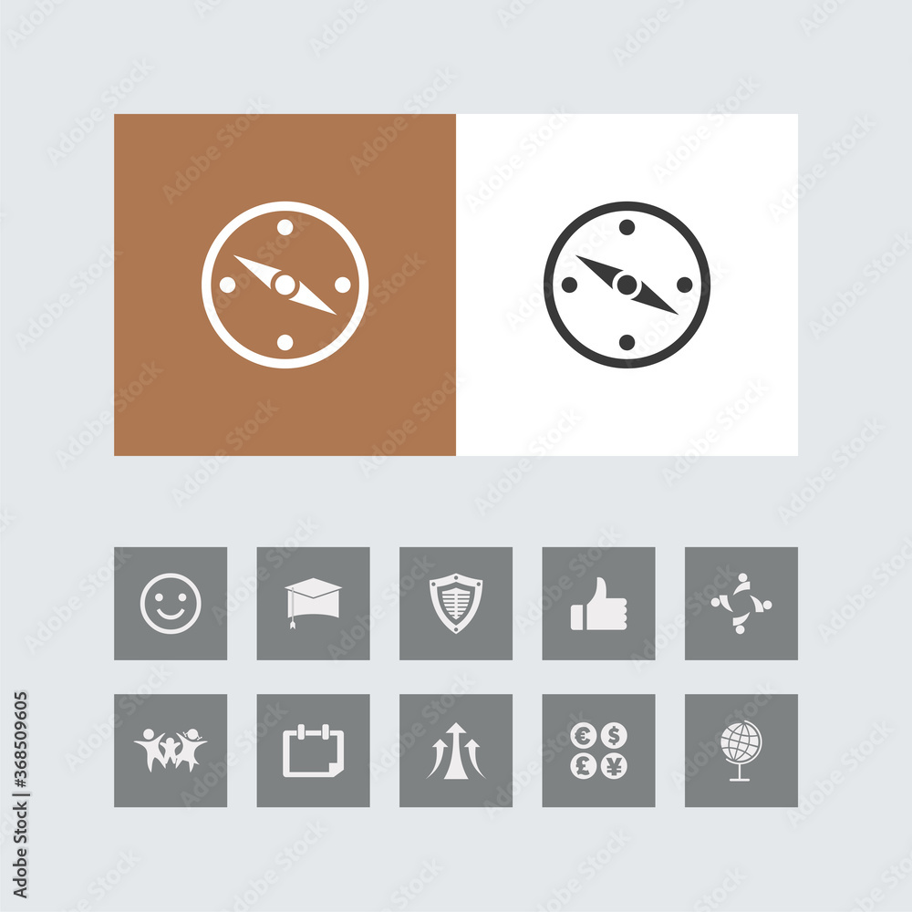 Creative Compass Icon with Bonus Icons.