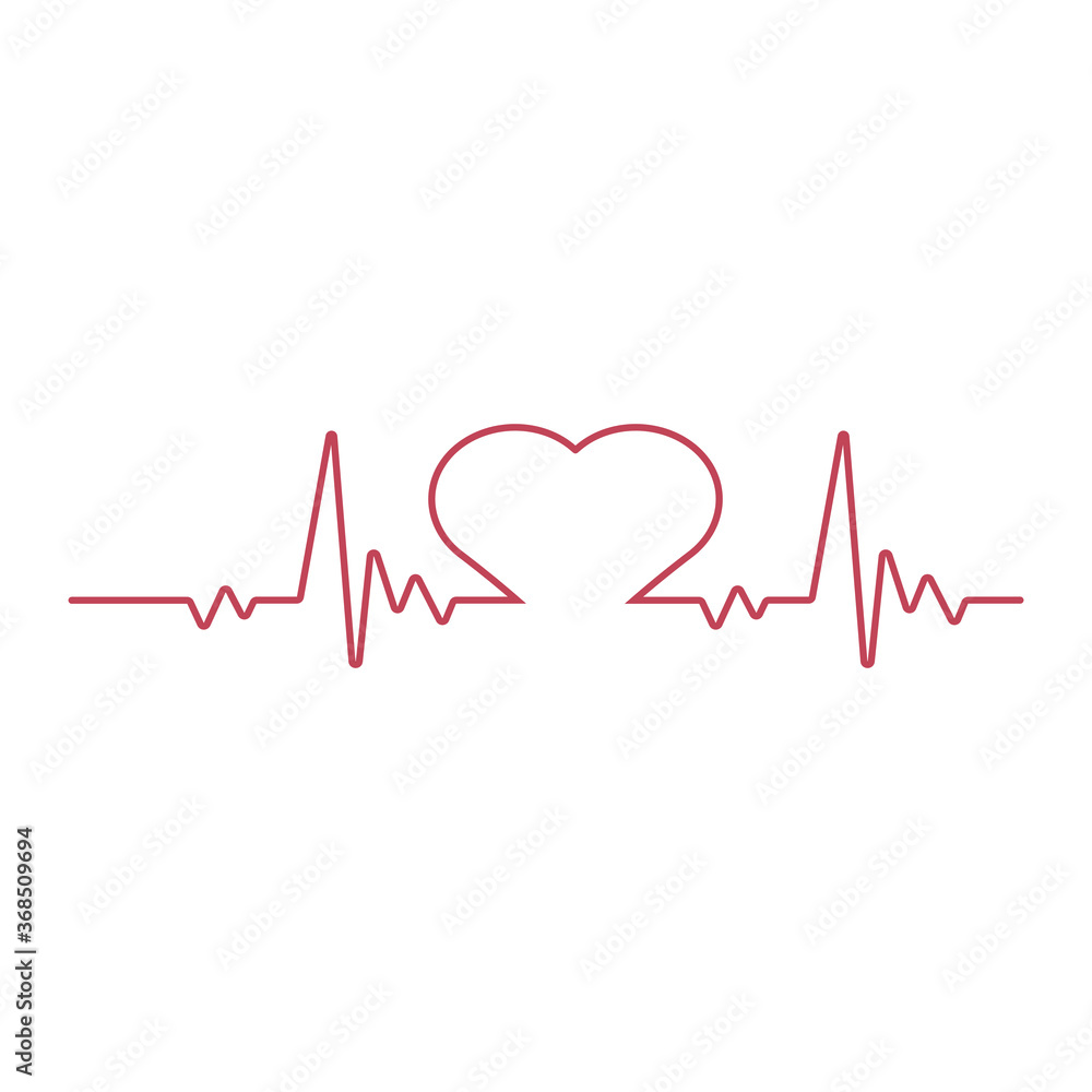 Heart beat, heartbeat monitor pulse line art icon for medical apps and websites EPS Vector