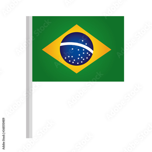brazil flag in stick, on white background vector illustration design