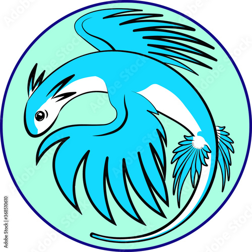 Blue Dragon glaucus atlanticus in cartoon illustration photo