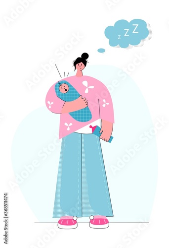 Tired exhausted mother with naughty kids. Brawl in the Family.The negative aspects of family relationships.
