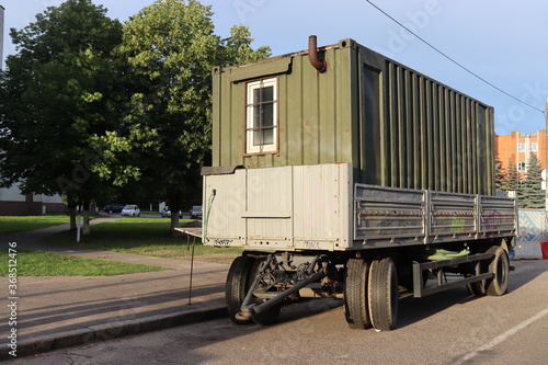 residential truck for workers at street