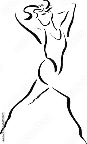 Running sporty woman, logo, Silhouette of female