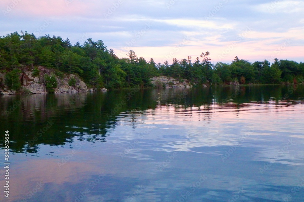 Twilight in Echo Bay in The Massassauga Probincial Park in Georgian Bay Ontario Canada
