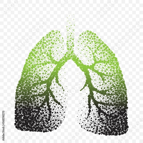 Smoke people lungs dotted silhouete