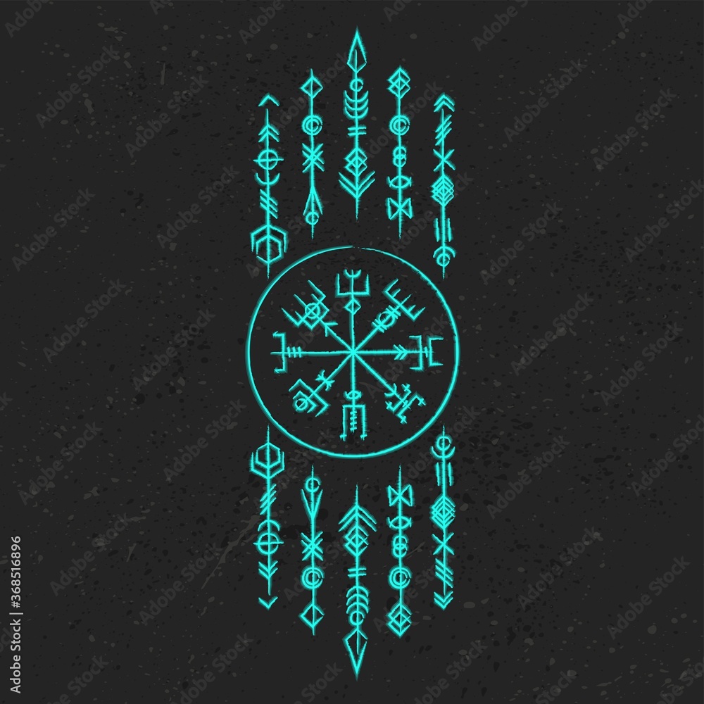 Ταπετσαρία Dark runic green symbols dreamer set