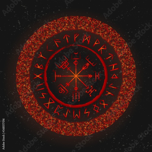 Orange runic golden symbols wallpaper