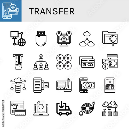 transfer simple icons set